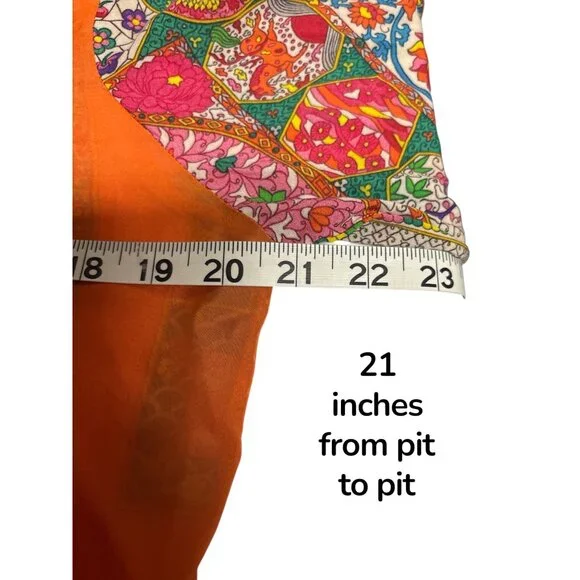 Bohemian Floral & Paisley Embroidered Shirt - All About Her S - Viscose Orange & - Picture 7 of 9